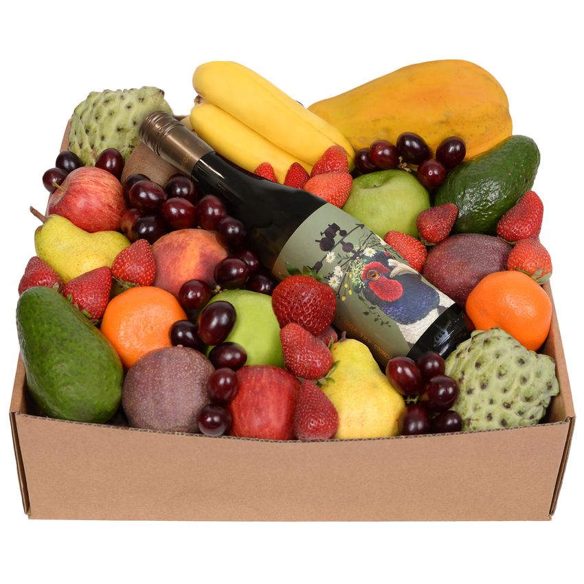 Deluxe Fruit Hamper with White Wine Large