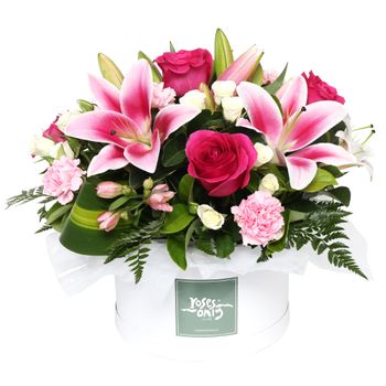 Pink Blush Hatbox - Premium Flowers