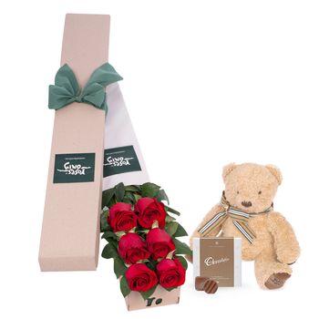 6 Red Roses Forever Mine Valentine's Day Gift Box Flowers