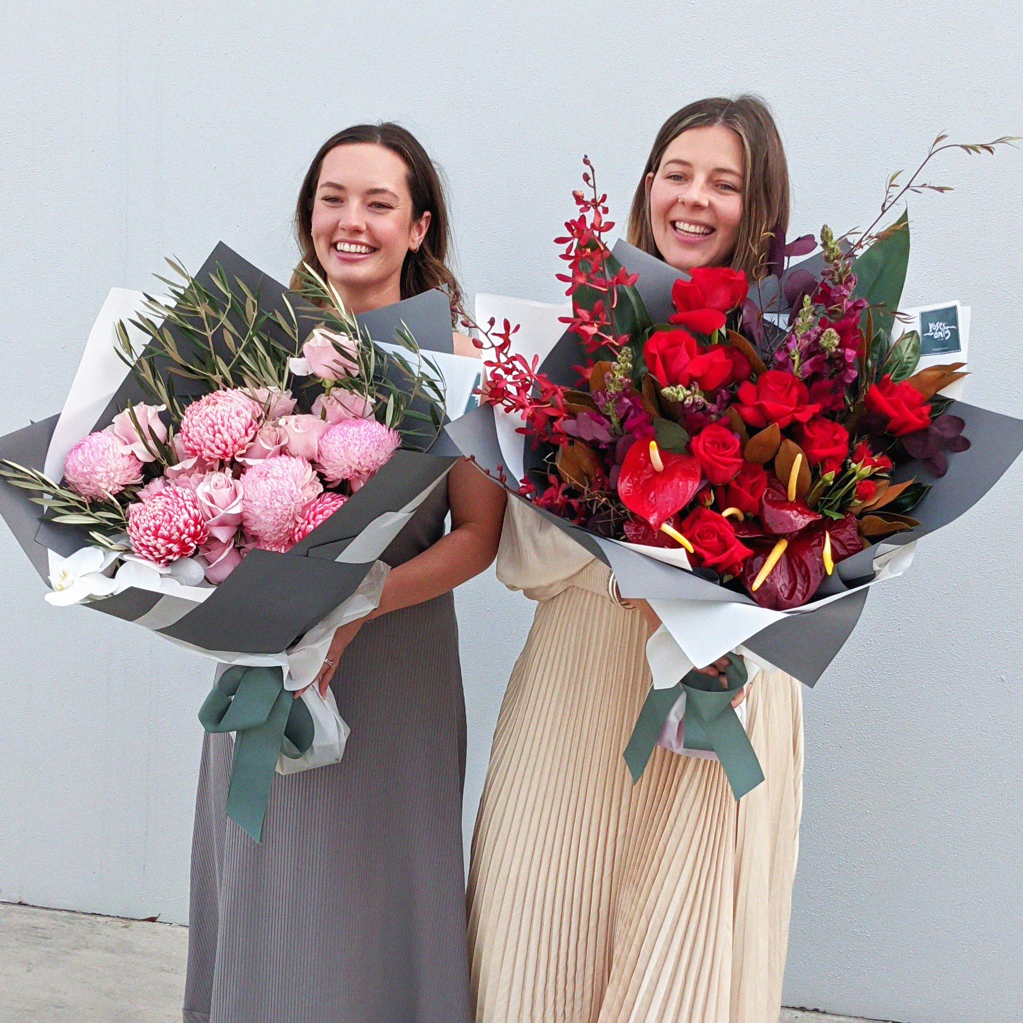 Friends with bouquets from our Love Range